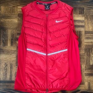 Women’s Nike Red Quilted Sleeveless Running Vest with Reflective Stripe